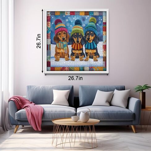 Pickforu الشتاء dachshunds الألغاز للبالغين ， عيد الميلاد لطيف الكلب بانوراما الألغاز 1000 قطعة ، تطريز الثلج حيوان ، موضوع عتيقة مثل جدار ديكور الفن in Saudi Arabia