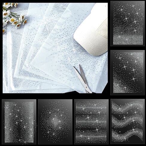 Glenmal 6 Sheets Glitter Hotfix Rhinestone Iron on Crystal Decals 2mm 3mm Flat Round Rhinestone Transfer Sheets Patches for Clothing Craft DIY Decor in Saudi Arabia
