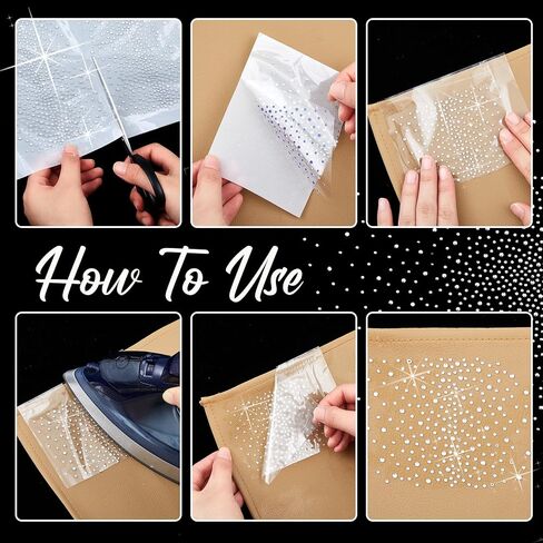 Glenmal 6 Sheets Glitter Hotfix Rhinestone Iron on Crystal Decals 2mm 3mm Flat Round Rhinestone Transfer Sheets Patches for Clothing Craft DIY Decor in Saudi Arabia