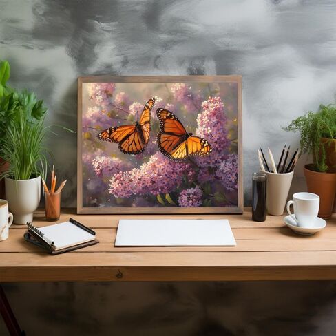ZUVRDIAI Paint by Number for Adults, Monarch Butterflies on Lilac, Oil Painting for Beginner, DIY Acrylic Painting Kit for Room Decor Gift (16x20 Inch, No Frame) in Saudi Arabia