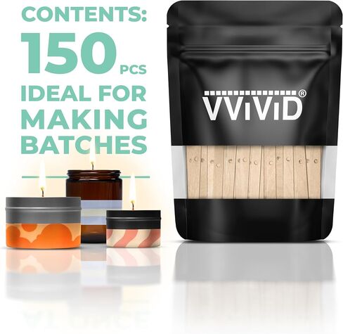 VVIVIDID WOODEN CODEN HICK HOLDER CLIPS 150 PCS KIT ، أجهزة توسيط لصنع الشموع ، طولها 4.5 بوصة in Saudi Arabia