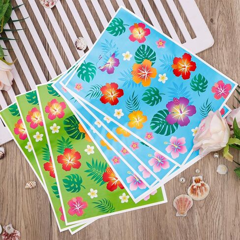 SAVITA 50pcs Goodie Bags, Hawaiian Tropical Summer Floral Gift Bags Luau Goody Party Favor Tiki Luau Theme Flower Candy Snack Decoration Treat Supplies for Aloha Party Accessories in Saudi Arabia