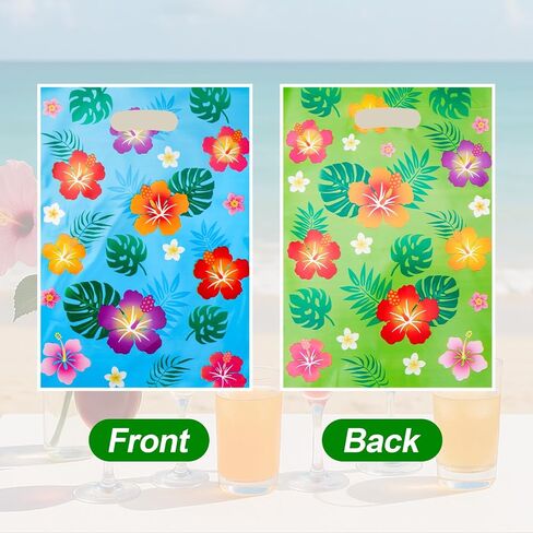SAVITA 50pcs Goodie Bags, Hawaiian Tropical Summer Floral Gift Bags Luau Goody Party Favor Tiki Luau Theme Flower Candy Snack Decoration Treat Supplies for Aloha Party Accessories in Saudi Arabia