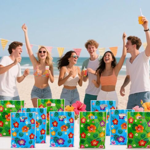 SAVITA 50pcs Goodie Bags, Hawaiian Tropical Summer Floral Gift Bags Luau Goody Party Favor Tiki Luau Theme Flower Candy Snack Decoration Treat Supplies for Aloha Party Accessories in Saudi Arabia