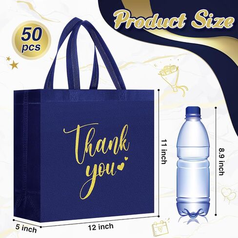 50 Pcs Thank You Gift Bags with Handles Bulk Thank You Non Woven Bags Reusable Gift Handbags Bridesmaid Souvenir Goodie Handbags for Wedding Shopping(10 x 8 x 4 Inch,Red) in Saudi Arabia