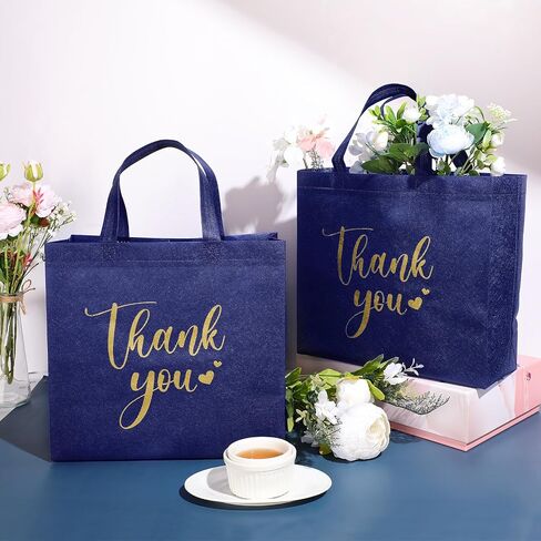 50 Pcs Thank You Gift Bags with Handles Bulk Thank You Non Woven Bags Reusable Gift Handbags Bridesmaid Souvenir Goodie Handbags for Wedding Shopping(10 x 8 x 4 Inch,Red) in Saudi Arabia