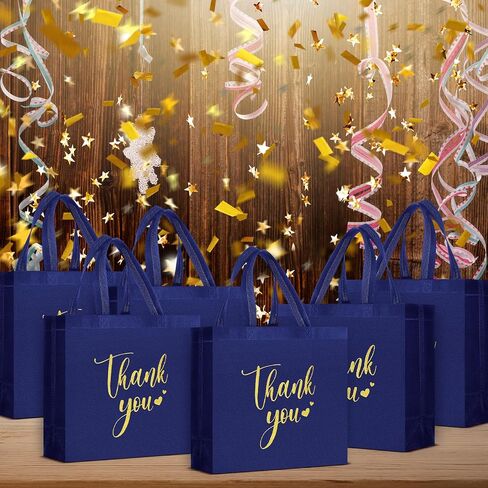 50 Pcs Thank You Gift Bags with Handles Bulk Thank You Non Woven Bags Reusable Gift Handbags Bridesmaid Souvenir Goodie Handbags for Wedding Shopping(10 x 8 x 4 Inch,Red) in Saudi Arabia