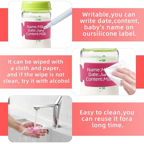 6 أجهزة كمبيوتر قابلة لإعادة الاستخدام من سيليكون زجاجة أطفال علامات وفرق كأس Sippy للرعاية النهارية - مجموعة مكافحة للماء وإعادة استخدام ملصقات الأسماء مع علامة قابلة للمحو (6 ألوان + علامة) in Kuwait