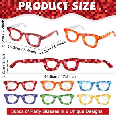 36 Pack Pixel Theme Glasses Decor Pixel Party Favors Mining Green Brown Pixelated Paper Glasses Bulk Retro Gamer Sunglasses Pixelated Eyewear for Video Game Party Birthday Supplies in Saudi Arabia