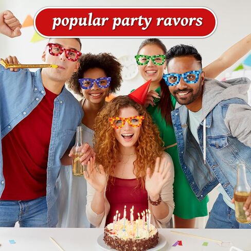 36 Pack Pixel Theme Glasses Decor Pixel Party Favors Mining Green Brown Pixelated Paper Glasses Bulk Retro Gamer Sunglasses Pixelated Eyewear for Video Game Party Birthday Supplies in Saudi Arabia