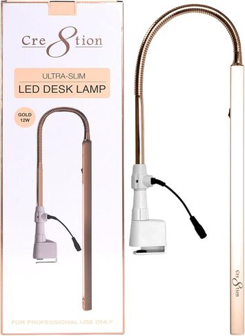Cre8tion Ultra‑Slim LED Desk Lamp, Champagne Gold, 12 W Sleek Task Light for Nail Salons, Lash Techs, Home Offices (Champagne Gold) in Saudi Arabia