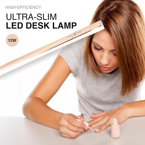Cre8tion Ultra‑Slim LED Desk Lamp, Champagne Gold, 12 W Sleek Task Light for Nail Salons, Lash Techs, Home Offices (Champagne Gold) in Saudi Arabia