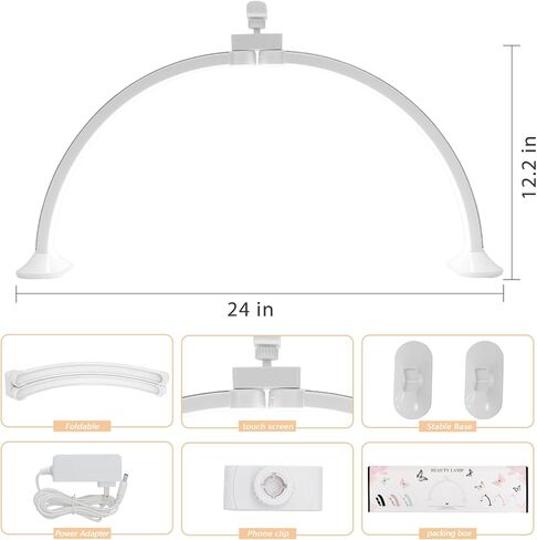 ضوء الظفر للمكتب ، مصباح نصف القمر LED لمصباح مكتب الأظافر التكنولوجي مع حامل للهاتف قابلة للطي قابلة للضبط نصف القمر مصباح القمر للاشاة الجمال الحرف اليدوية in Kuwait