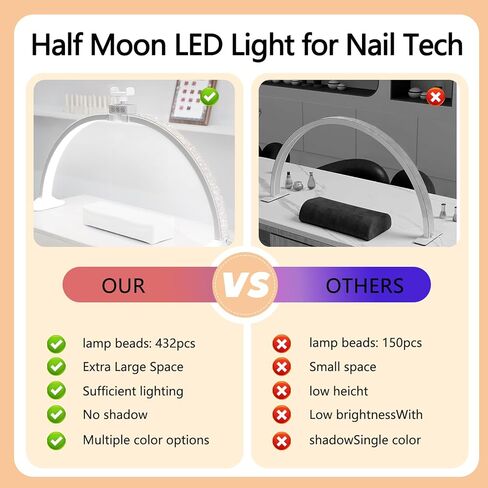 ضوء الظفر للمكتب ، مصباح نصف القمر LED لمصباح مكتب الأظافر التكنولوجي مع حامل للهاتف قابلة للطي قابلة للضبط نصف القمر مصباح القمر للاشاة الجمال الحرف اليدوية in Kuwait