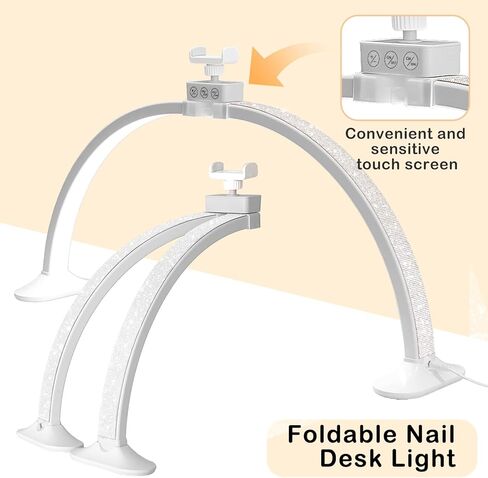 ضوء الظفر للمكتب ، مصباح نصف القمر LED لمصباح مكتب الأظافر التكنولوجي مع حامل للهاتف قابلة للطي قابلة للضبط نصف القمر مصباح القمر للاشاة الجمال الحرف اليدوية in Kuwait