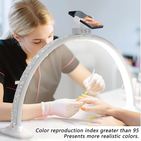 ضوء الظفر للمكتب ، مصباح نصف القمر LED لمصباح مكتب الأظافر التكنولوجي مع حامل للهاتف قابلة للطي قابلة للضبط نصف القمر مصباح القمر للاشاة الجمال الحرف اليدوية in Kuwait