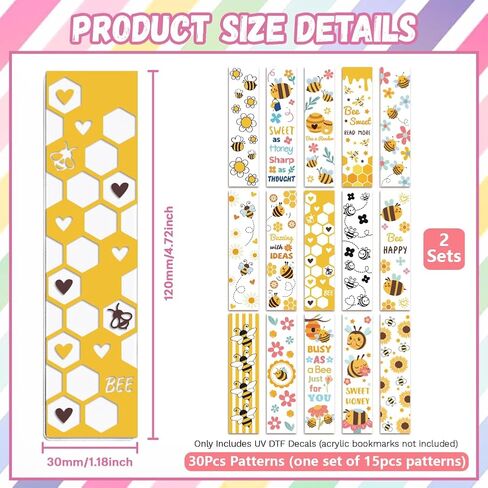 Peaceblue 30pcs UV DTF الإشارات المرجعية لفائف نقل الملصقات الرياضية للنساء القراءة للرجال القراءة ، المرجعية المقاومة للماء شارات (لا توجد مرجعية فارغة) للمعادن البلاستيكية الأكريليك الفارم الفارم in Kuwait