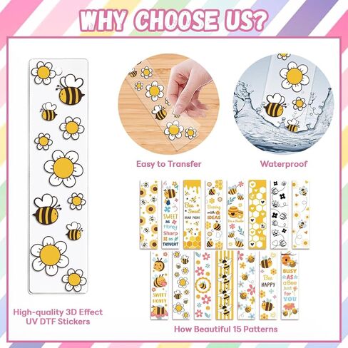 Peaceblue 30pcs UV DTF الإشارات المرجعية لفائف نقل الملصقات الرياضية للنساء القراءة للرجال القراءة ، المرجعية المقاومة للماء شارات (لا توجد مرجعية فارغة) للمعادن البلاستيكية الأكريليك الفارم الفارم in Kuwait