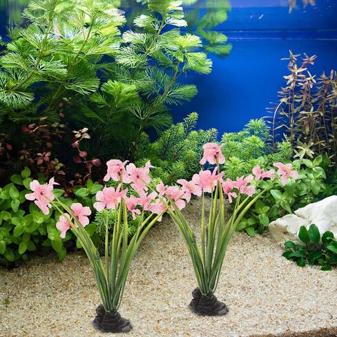 NoLitoy 2pcs زخرفة خزان الأسماك الواقعي ، نباتات بلاستيكية وردية البنفسجي Betta Betta Fish Cann in Kuwait