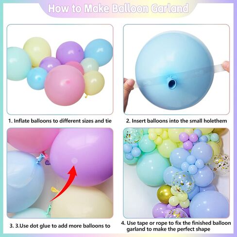 216pcs باستيل قوس قزح البالون أهم مجموعة البالونات الملونة اللاتكس ملونة من طقم القوس لعيد ميلاد الطفل مشاركة حفل زفاف الذكرى السنوية in Kuwait