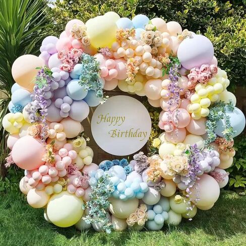 216pcs باستيل قوس قزح البالون أهم مجموعة البالونات الملونة اللاتكس ملونة من طقم القوس لعيد ميلاد الطفل مشاركة حفل زفاف الذكرى السنوية in Kuwait