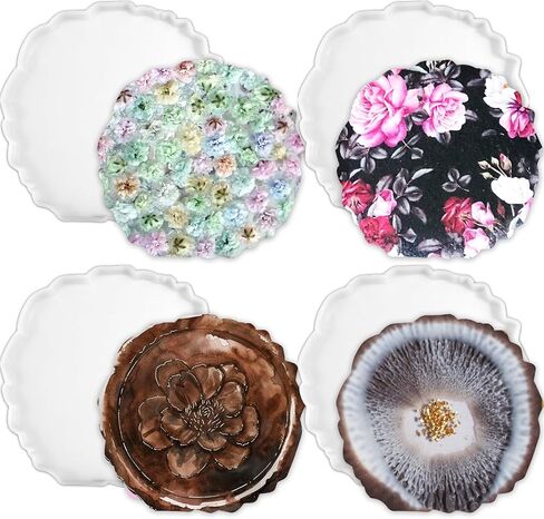 Resin Coaster Molds, 4 Pcs Irregular Shape Druzy Silicone Agate Coaster Molds for Epoxy Resin DIY Craft Making in Saudi Arabia