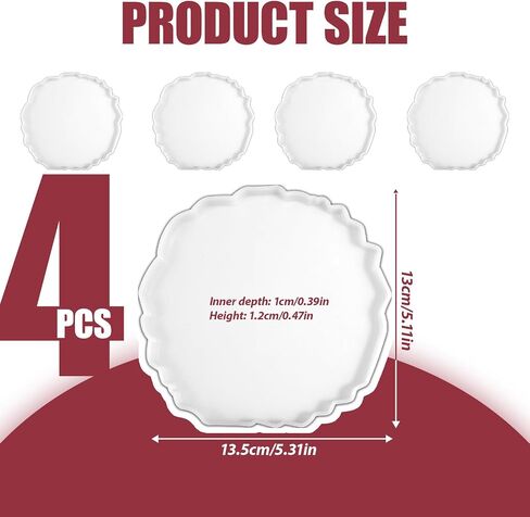 Resin Coaster Molds, 4 Pcs Irregular Shape Druzy Silicone Agate Coaster Molds for Epoxy Resin DIY Craft Making in Saudi Arabia