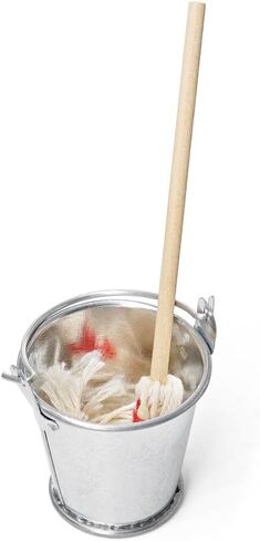 Odoria 1/12 Miniature Mop and Metal Bucket Mini Tin Buckets Miniatures Dollhouse Cleaning Accessories Doll House Accessory in Saudi Arabia