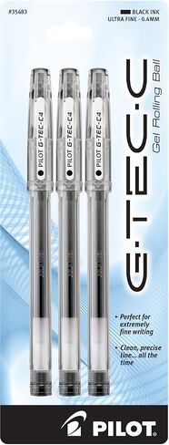 Pilot G-TEC-C Gel Ink Rolling Rolling Pens ، Ultra Fine Point (0.4mm) ، الحبر الأسود ، 3 عبوات (35483) in Saudi Arabia