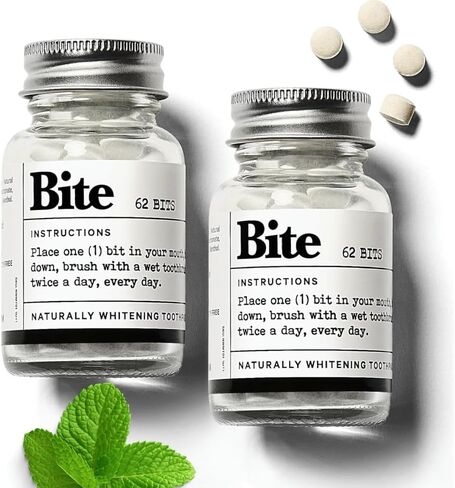 BITE Toothpaste Bits with Nano Hydroxyapatite - Eco and Travel-Friendly Whitening Toothpaste Tablets (Mint) 124.0 Count in Saudi Arabia