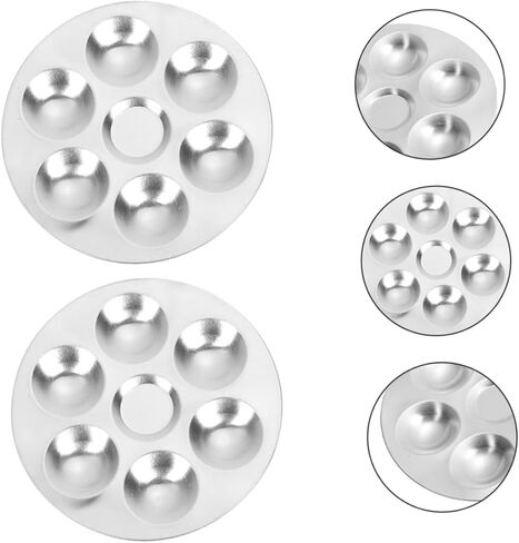 Angoily 2pcs Stainless Steel Painting Palette for Watercolor Durable Pigment Tray for Artists Students and Mixing and Separating Colors Crafts and DIY Projects in Saudi Arabia