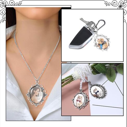 10 Pcs Pendant Trays, 30 x 40mm Vintage Blank Bezel Pendant Tray Blank Oval Cabochons Base Setting Bezel Frame Metal Cameo for Mom Bouquet Bridal Wedding Brides Graduation Photo Charms Jewelry Making in Saudi Arabia