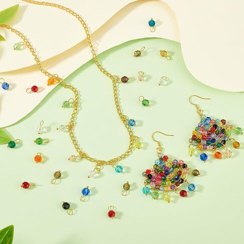 Ph Pandahall 114pcs سحر زجاجي من وجه 19 ألوانًا سحرًا بلوريًا ، و 12 ملمًا من المعلقات الزجاجية الشفافة مع حلقات النحاس الذهبي لقرط القلادة صنع المجوهرات in Saudi Arabia