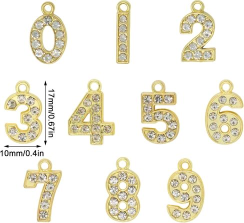 HONBAY 20PCS رقم RHINESTONE رقم 0 ~ 9 أرقام المعلقات 0-9 السحر الأرقام العربية 0-9 المعلقات حبة السحر سحر العدد المعلقات لأساور أساور مفاتيح القلفة صناعة المجوهرات و DIY الحرف اليدوية in Saudi Arabia