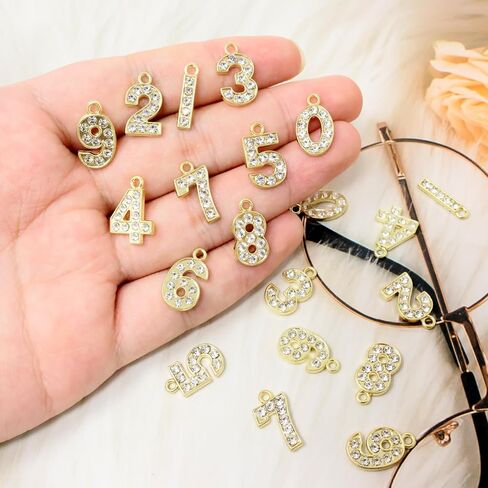 HONBAY 20PCS رقم RHINESTONE رقم 0 ~ 9 أرقام المعلقات 0-9 السحر الأرقام العربية 0-9 المعلقات حبة السحر سحر العدد المعلقات لأساور أساور مفاتيح القلفة صناعة المجوهرات و DIY الحرف اليدوية in Saudi Arabia