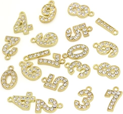 HONBAY 20PCS رقم RHINESTONE رقم 0 ~ 9 أرقام المعلقات 0-9 السحر الأرقام العربية 0-9 المعلقات حبة السحر سحر العدد المعلقات لأساور أساور مفاتيح القلفة صناعة المجوهرات و DIY الحرف اليدوية in Saudi Arabia