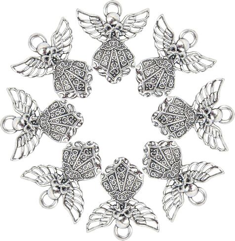 Framendino, 100 Pack Antique Silver Angel Charms Pendants Beads for Jewelry Making Bracelets Crafts in Saudi Arabia
