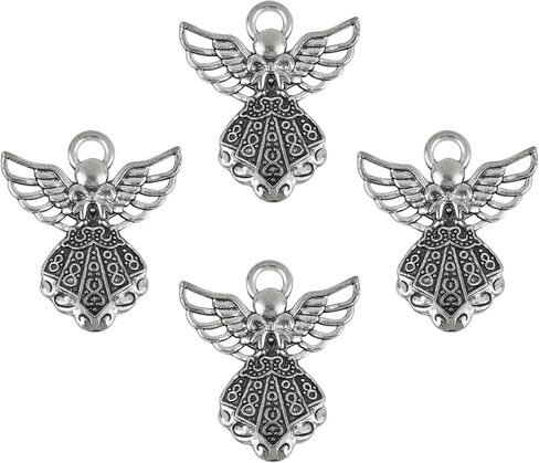 Framendino, 100 Pack Antique Silver Angel Charms Pendants Beads for Jewelry Making Bracelets Crafts in Saudi Arabia