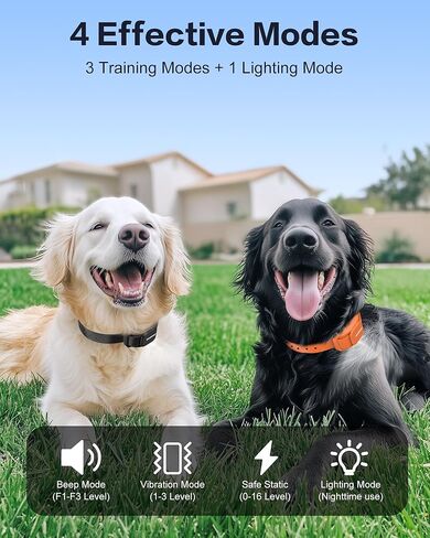 طوق تدريب الكلاب Jugbow 2 Dogs - 4200 قدم من طوق الكلاب مع عن بعد للكلاب الكبيرة المتوسطة الكبيرة ، طوق كهربائي LED مع أوضاع ثابتة/اهتزاز آمن ، IPX8 مقاومة للماء قابلة لإعادة الشحن in Kuwait