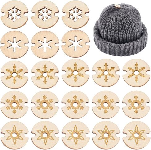 Benecreat 50pcs 5 أنماط الأزرار بومس الخشبية الخشبية ، 20 × 3 مم ملم ، حامل القبعة بوم ، قبعة محبوكة تصنع أزرار مصنوعة يدويًا لتثبيتها. in Saudi Arabia
