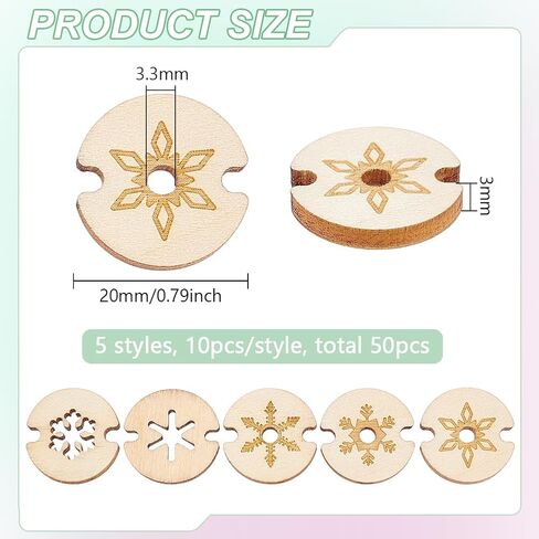 Benecreat 50pcs 5 أنماط الأزرار بومس الخشبية الخشبية ، 20 × 3 مم ملم ، حامل القبعة بوم ، قبعة محبوكة تصنع أزرار مصنوعة يدويًا لتثبيتها. in Saudi Arabia
