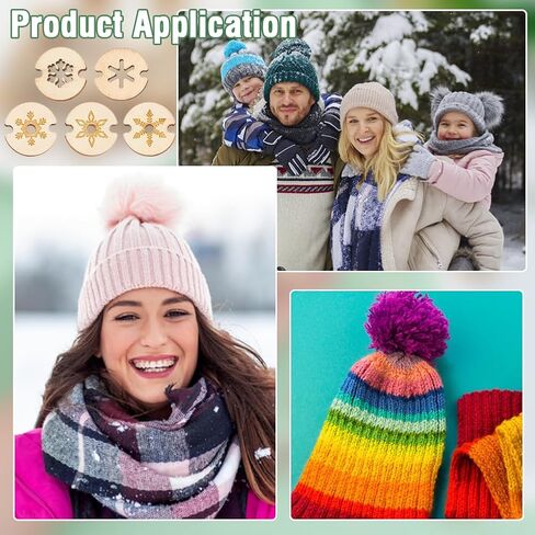 Benecreat 50pcs 5 أنماط الأزرار بومس الخشبية الخشبية ، 20 × 3 مم ملم ، حامل القبعة بوم ، قبعة محبوكة تصنع أزرار مصنوعة يدويًا لتثبيتها. in Saudi Arabia
