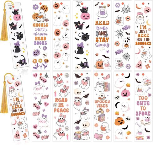 UV DTF Bookmark Wraps - 24 Sheets Ghost Acrylic Bookmark Blanks Sticker, Halloween UV DTF Transfer Stickers, Cute Ghost, Cat Design for Bookworm DIY Project in Saudi Arabia