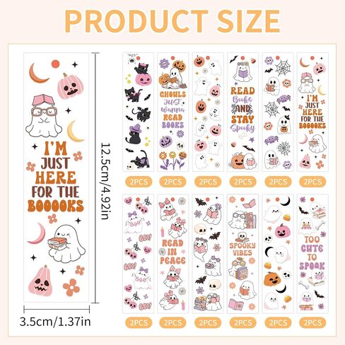 UV DTF Bookmark Wraps - 24 Sheets Ghost Acrylic Bookmark Blanks Sticker, Halloween UV DTF Transfer Stickers, Cute Ghost, Cat Design for Bookworm DIY Project in Saudi Arabia