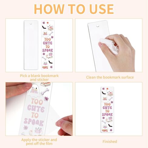 UV DTF Bookmark Wraps - 24 Sheets Ghost Acrylic Bookmark Blanks Sticker, Halloween UV DTF Transfer Stickers, Cute Ghost, Cat Design for Bookworm DIY Project in Saudi Arabia