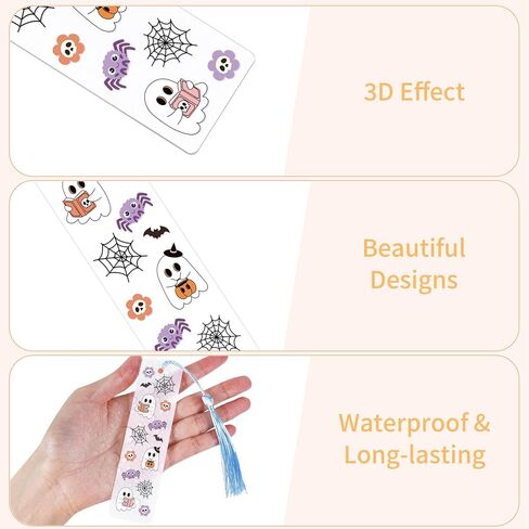 UV DTF Bookmark Wraps - 24 Sheets Ghost Acrylic Bookmark Blanks Sticker, Halloween UV DTF Transfer Stickers, Cute Ghost, Cat Design for Bookworm DIY Project in Saudi Arabia