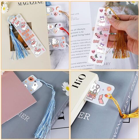 UV DTF Bookmark Wraps - 24 Sheets Ghost Acrylic Bookmark Blanks Sticker, Halloween UV DTF Transfer Stickers, Cute Ghost, Cat Design for Bookworm DIY Project in Saudi Arabia