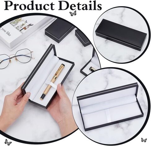 BENECREAT 6 Pcs Black Pen Gift Box, 6.9x2.3x1 Inch PU Leather Penbox, Empty Long Fountain Pen Box for Packaging, Back to School Season, Graduation Season, Office Supplies in Saudi Arabia