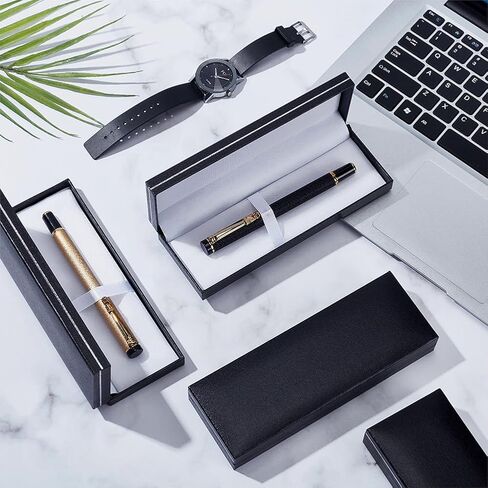 BENECREAT 6 Pcs Black Pen Gift Box, 6.9x2.3x1 Inch PU Leather Penbox, Empty Long Fountain Pen Box for Packaging, Back to School Season, Graduation Season, Office Supplies in Saudi Arabia
