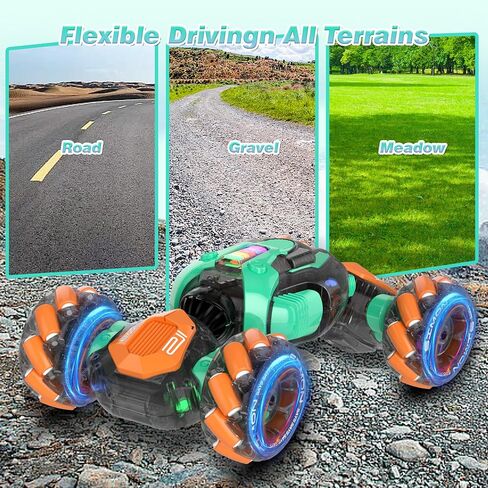 RC Gesture Sensing Stunt Car, 360° Rotating 4WD Remote Control Transform Remote & Hand Car, Remote & Hand, Double-Sided Driving with Lights & Music,Birthday Drift Toy Gift for Kids Age 7 8 10 12 Year in Saudi Arabia